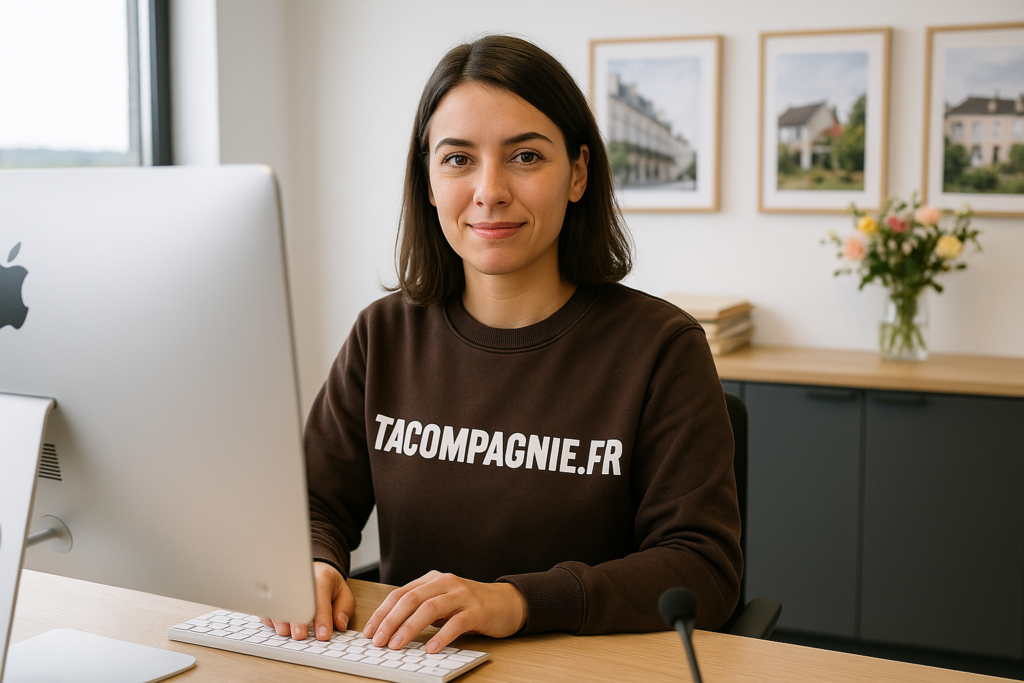 Interface tacompagnie utilisée dans un contexte de travail administratif quotidien